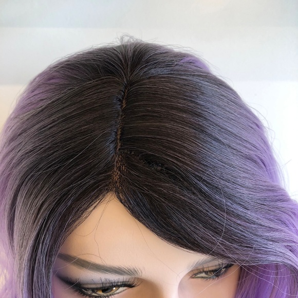 20" Pastel Purple Ombre w/ Blk Roots Wig | Leona - Picture 5 of 7